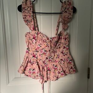 Floral Pink Ruffle Top